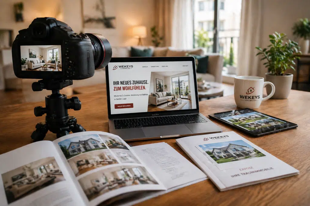 Professional property marketing with camera, brochure, website and digital media for the presentation of residential properties.
