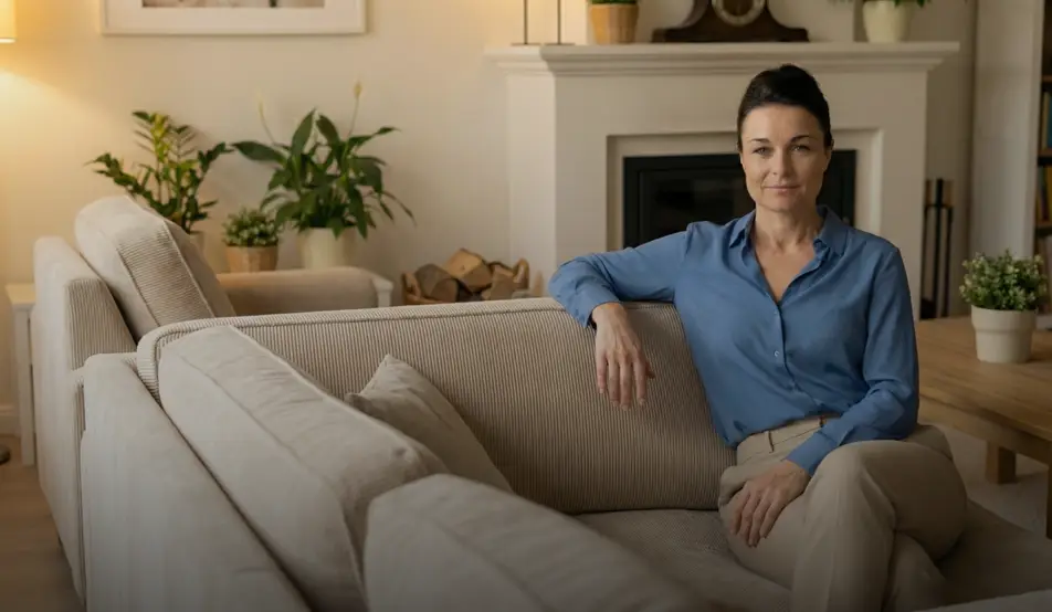 Ratgeber -Immobilienmaklerin von Wekeys in wohnlicher Atmosphäre mit Kamin – persönliche und diskrete Beratung. Immobilien Makler in Sömmerda