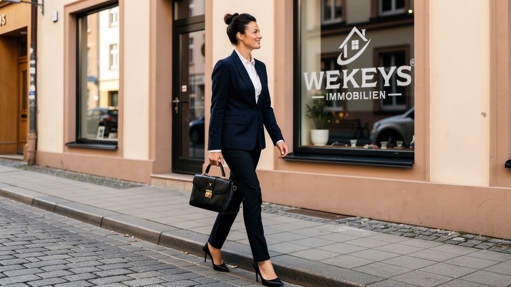 Frente a la oficina de WEKEYS Immobilien, un asesor representa la profesionalidad, el compromiso y la proximidad al mercado. La presencia visible in situ subraya la conexión regional y la sólida red en la zona. WEKEYS combina un profundo conocimiento del mercado con un marketing moderno y un apoyo personalizado: para propietarios y compradores que confían en la experiencia y la fiabilidad. - ✅ WEKEYS IMMOBILIEN - Humano. Comprometidos. Exitoso.